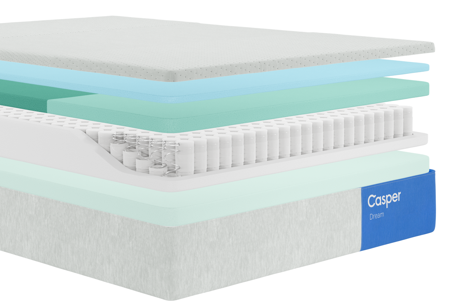 Official Casper exploded construction image of the Dream Hybrid mattress
