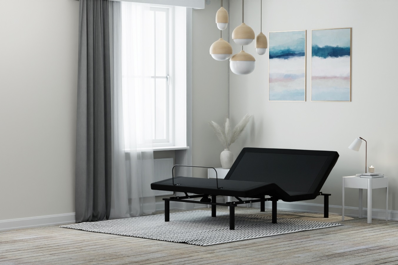 Ergomotion RIO 4.0 adjustable bed base in a bedroom setting