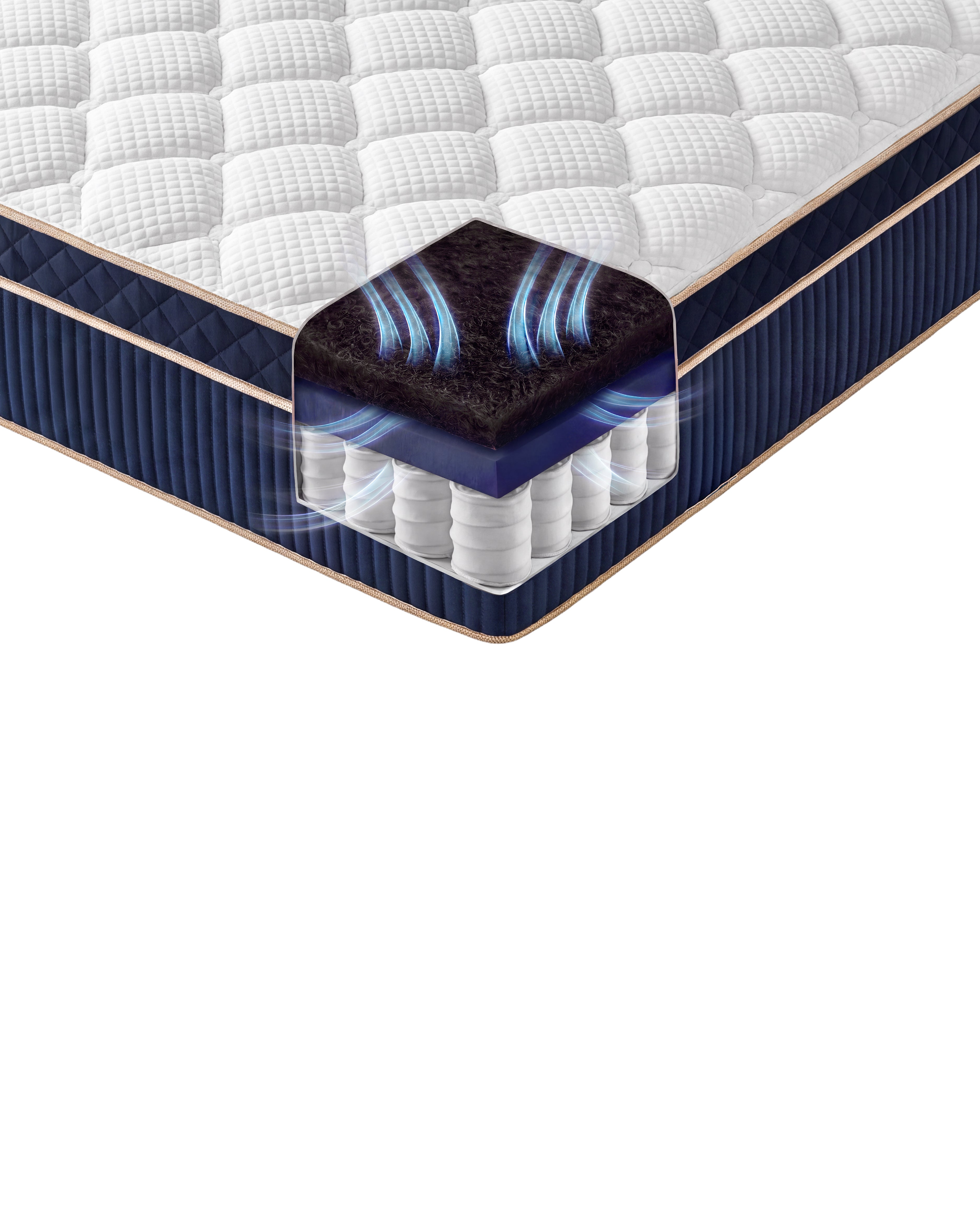 Official Puffy Legacy construction diagram showing its cashmere, horsehair, Talalay latex, foam, and coil layers