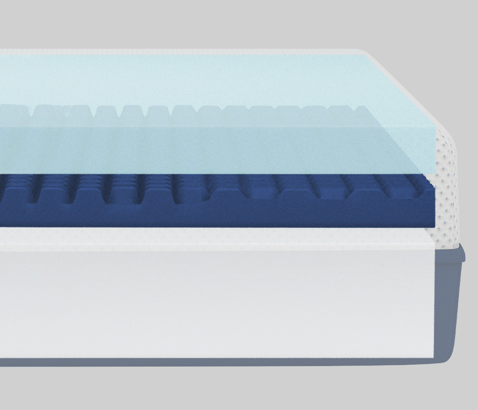 Amerisleep AS3 cutaway showing three polyurethane foam layers