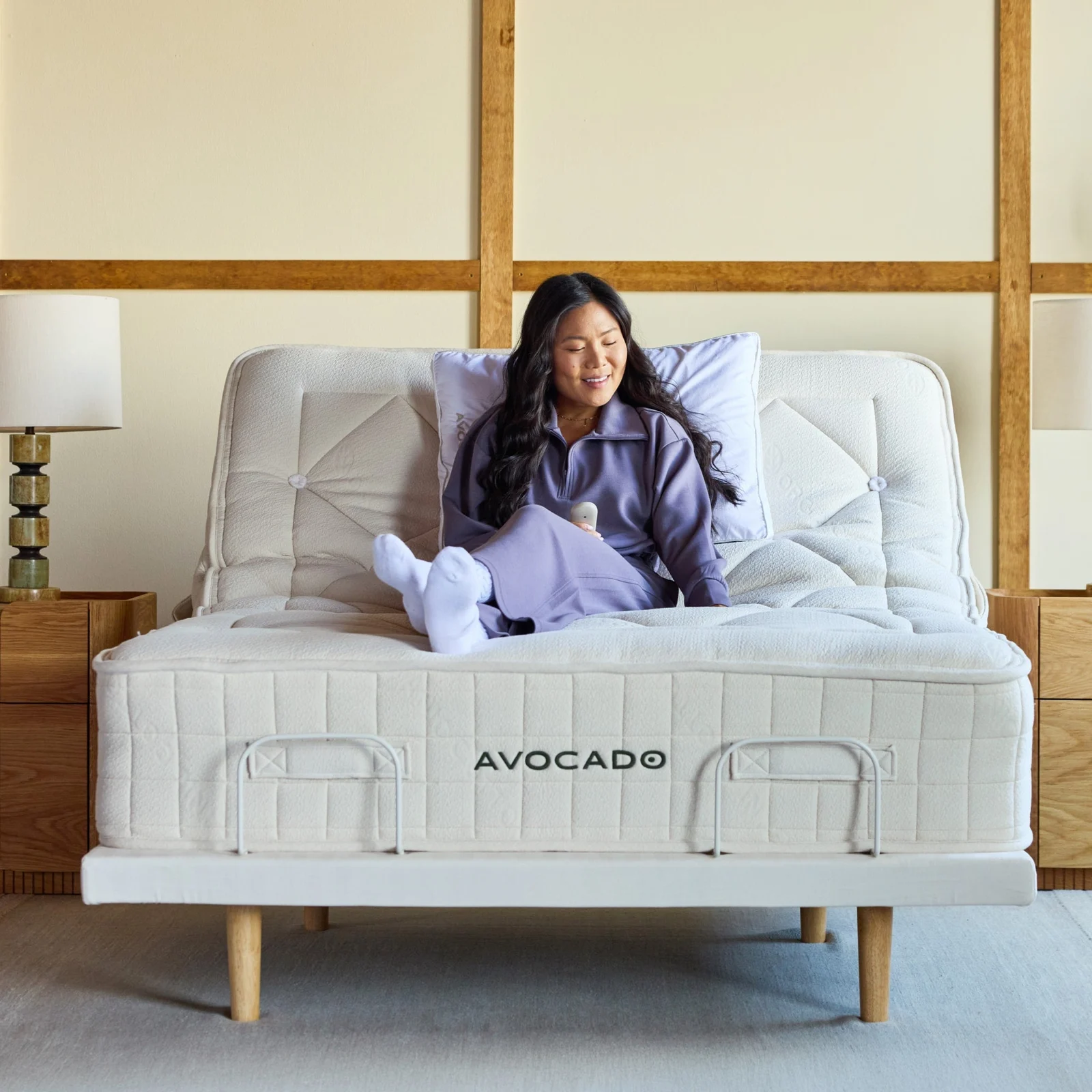 Avocado Plus Adjustable Base in an elevated seated position