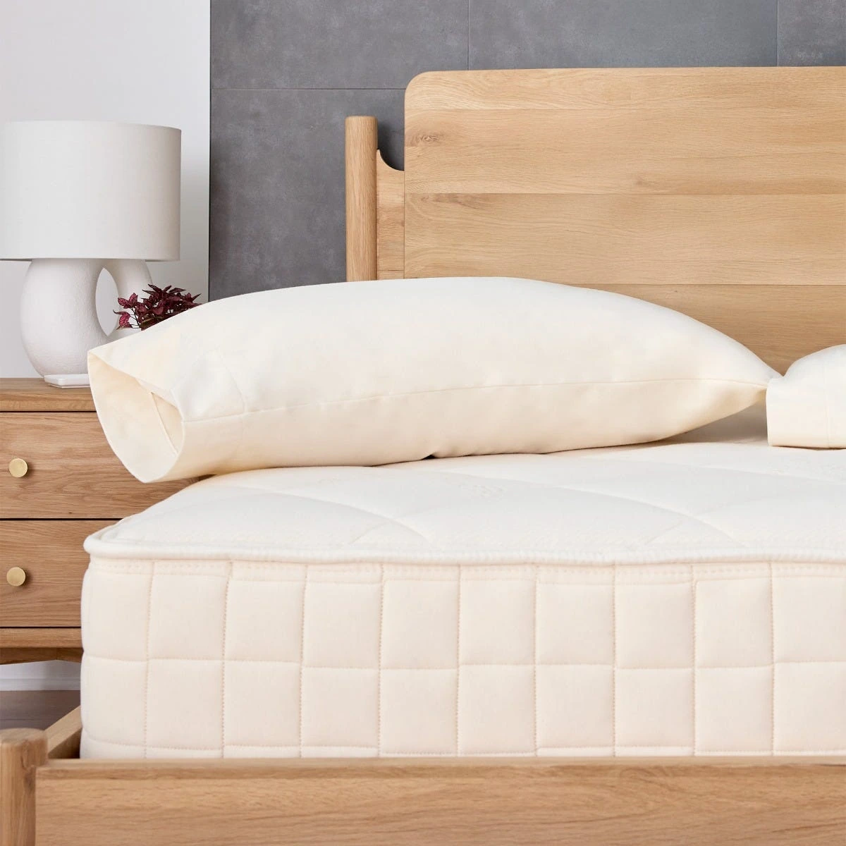 Naturepedic Organic Cotton Waterproof Pillow Protector on a bedroom pillow