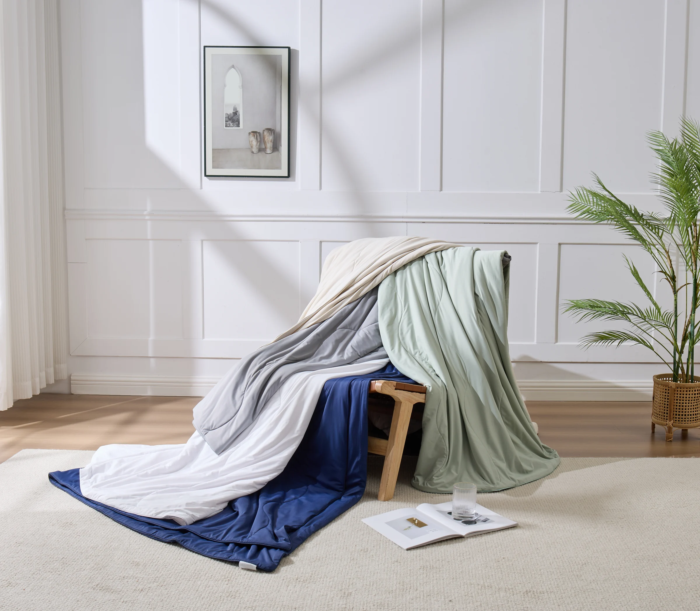 AeroChill Cooling Comforter arranged on a bed