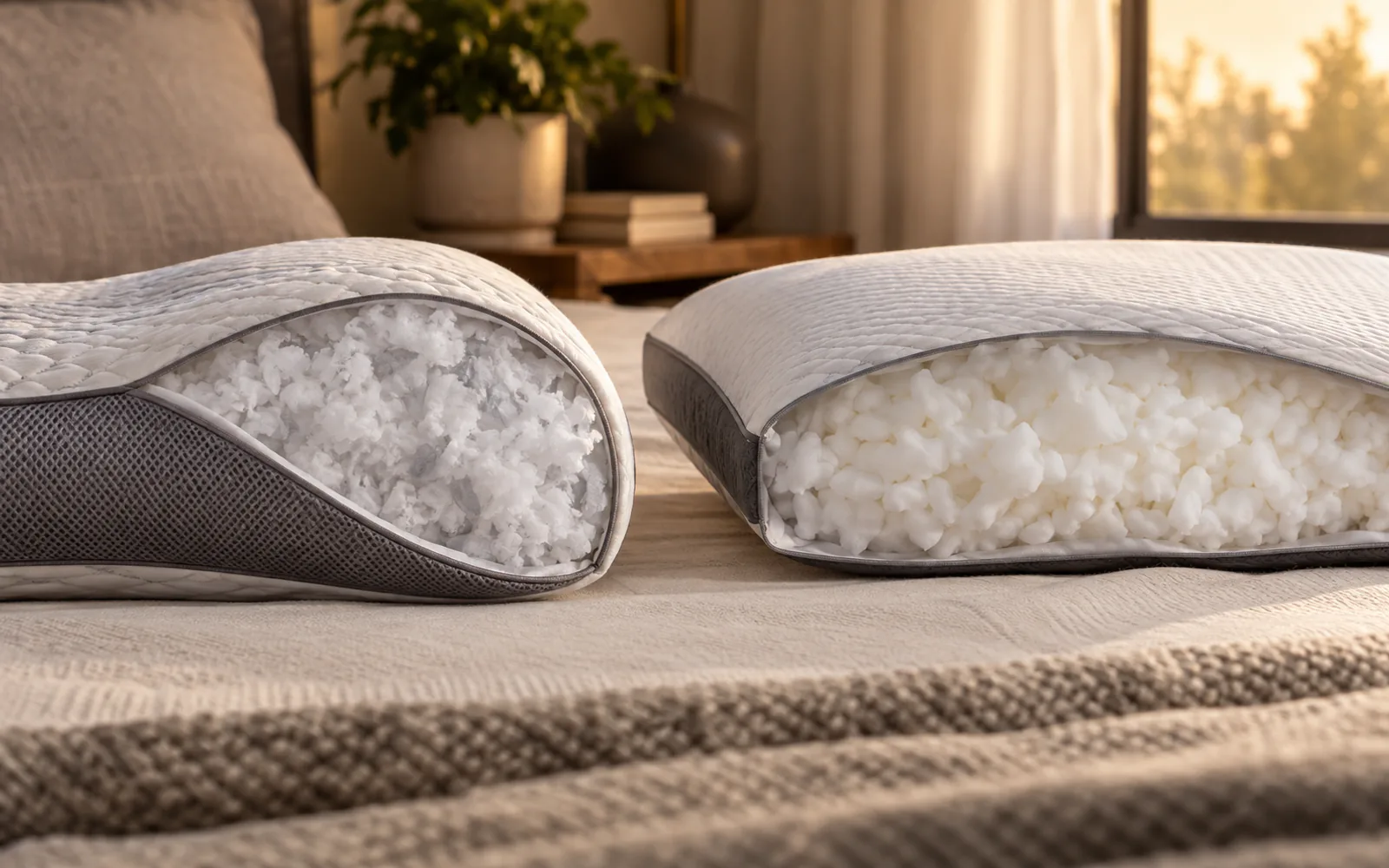 BEDGEAR Level vs Balance Pillow: Compare Fill, Shape and Offers explained through a photorealistic material or setup detail