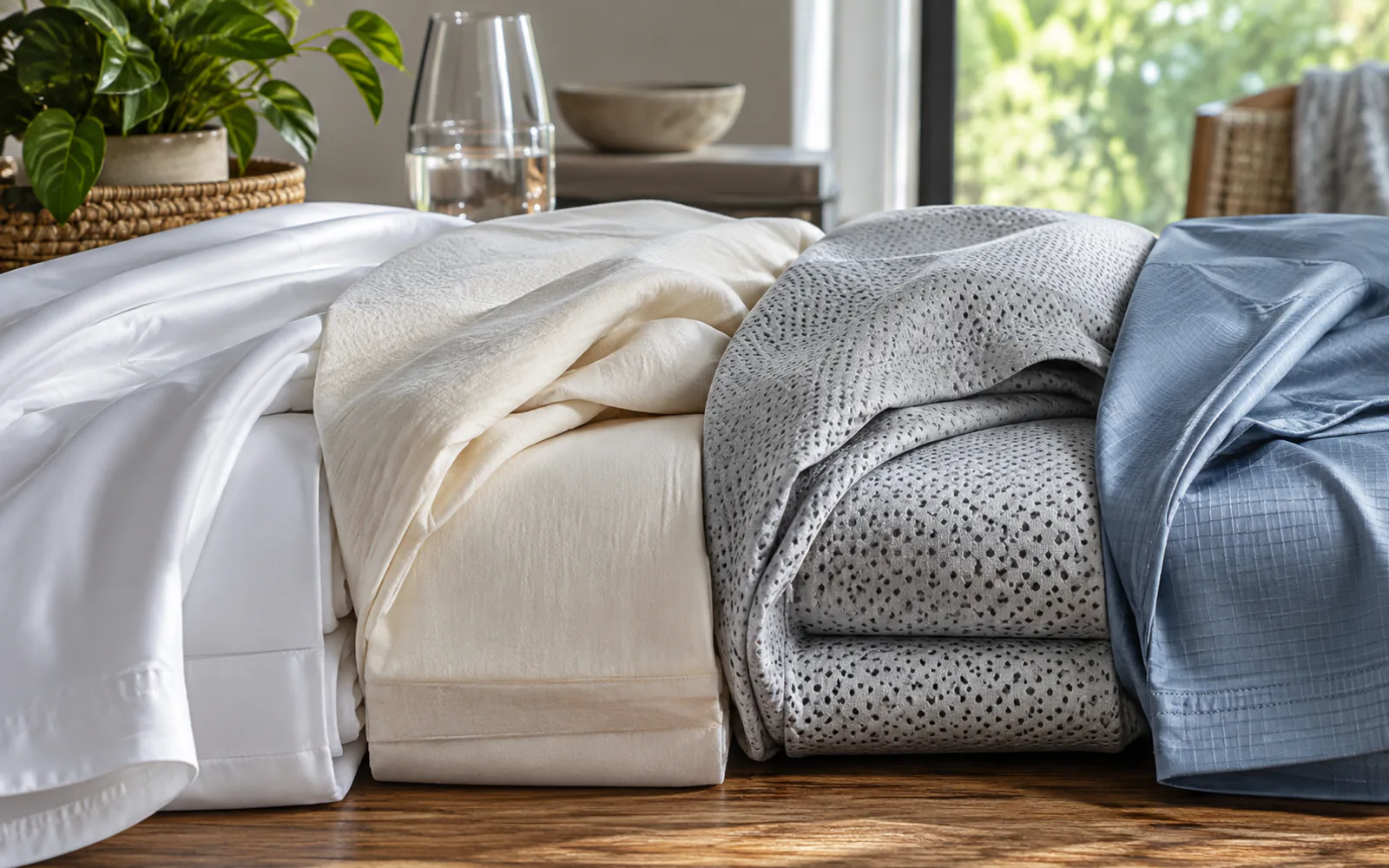 BEDGEAR Sheets Compared: Basic vs Hyper-Cotton vs Dri-Tec vs Ver-Tex explained through a photorealistic material or setup detail