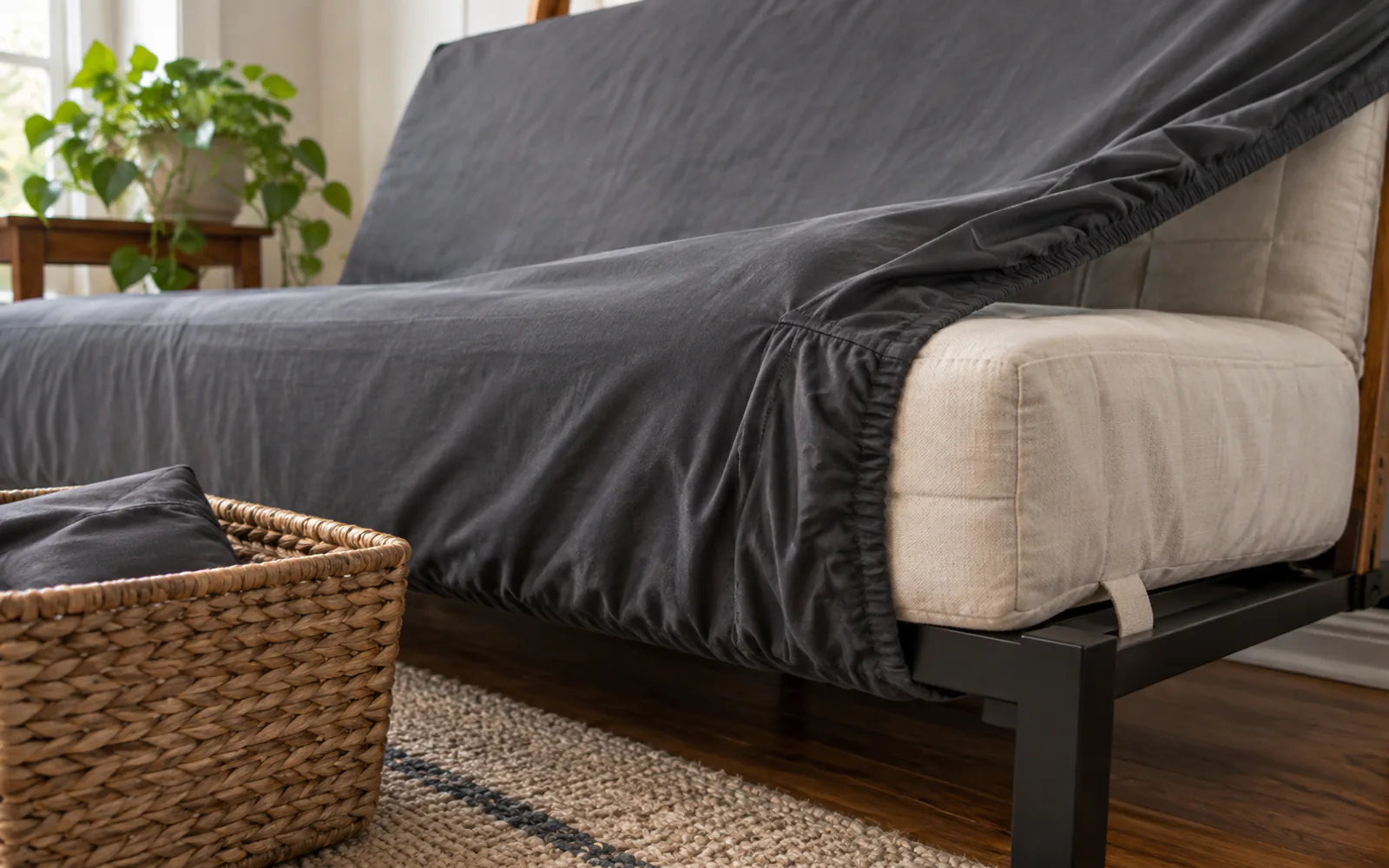 Best Futon Covers for Guest Rooms 2026: Fit, Fabric and Spill Protection explained through a photorealistic material or setup detail
