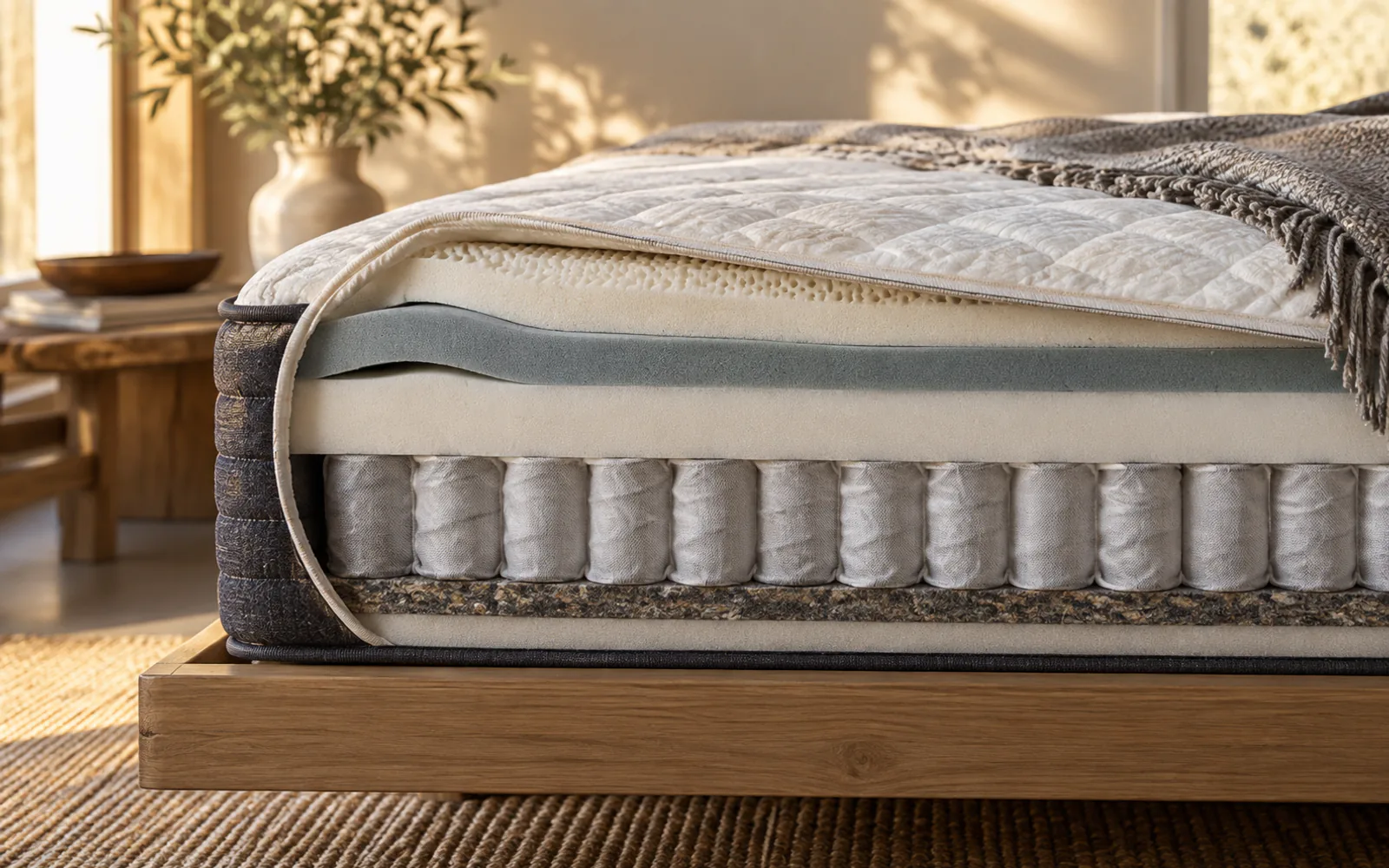 Choosing a Mattress with Sciatica: A Side Sleeper's Guide explained through a photorealistic material or setup detail