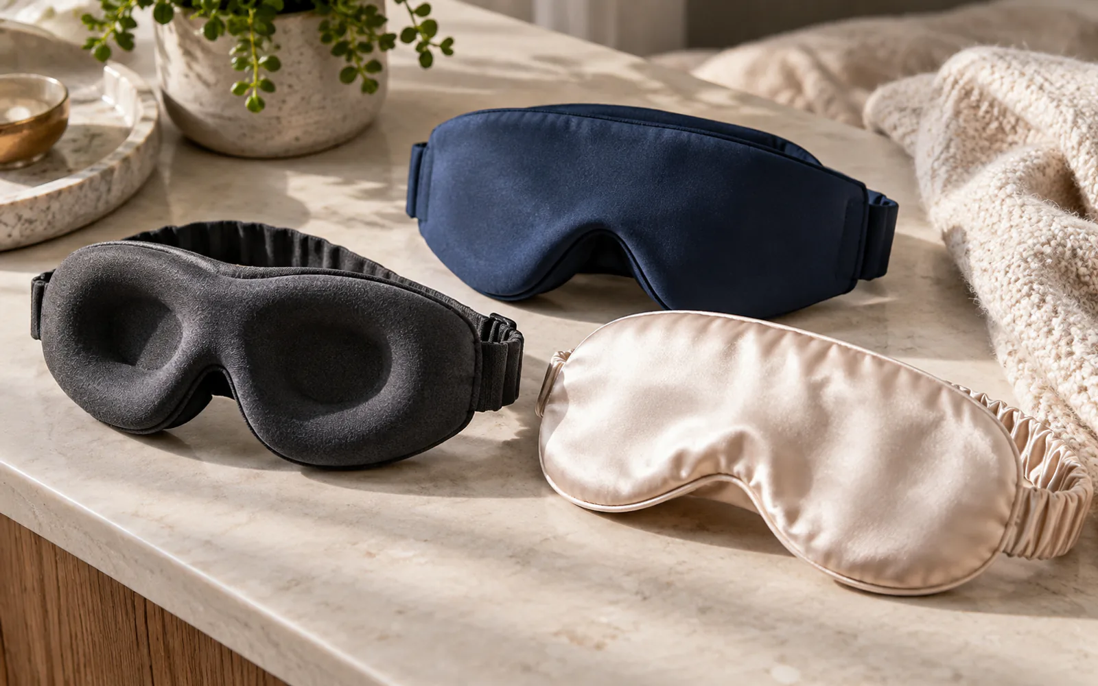 Best Sleep Masks for Light Blocking 2026: Eye Cups vs Silk Wrap explained through a photorealistic material or setup detail