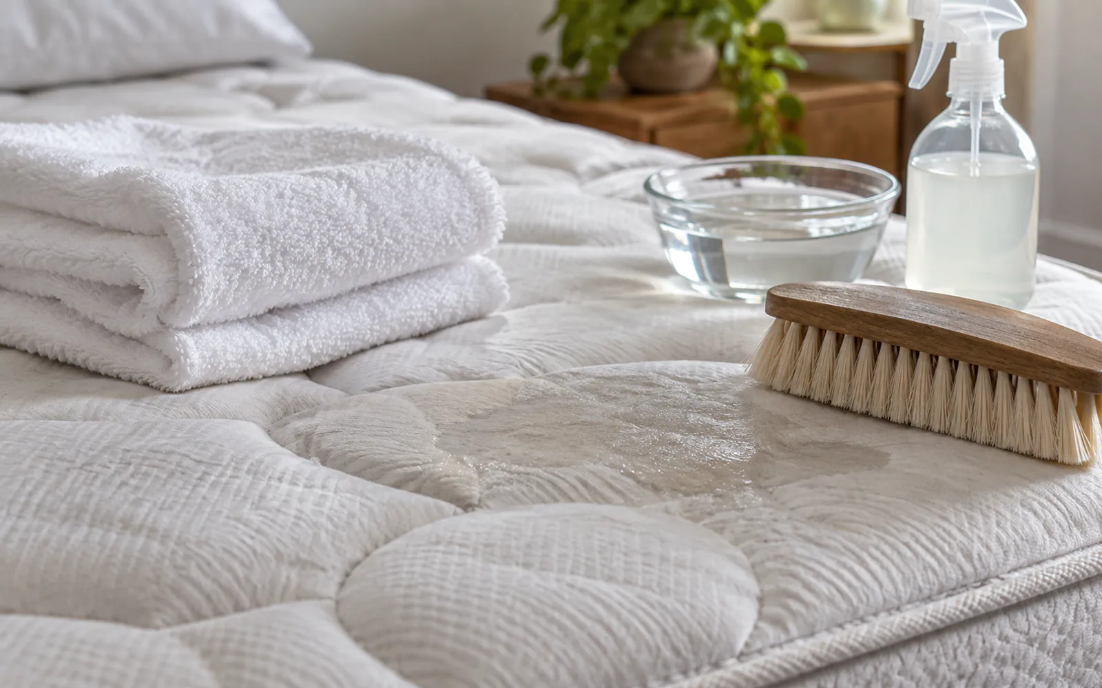 How to Clean Urine From a Mattress (Fresh and Dried) explained through a photorealistic material or setup detail