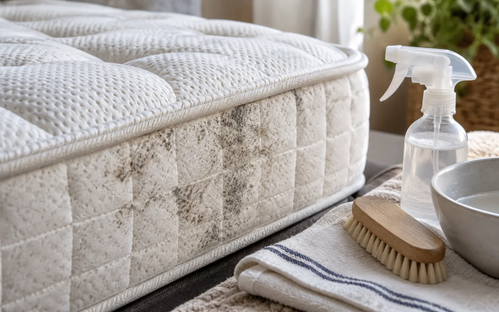 How to Deal With Mold on a Mattress (Clean or Replace?) explained through a photorealistic material or setup detail