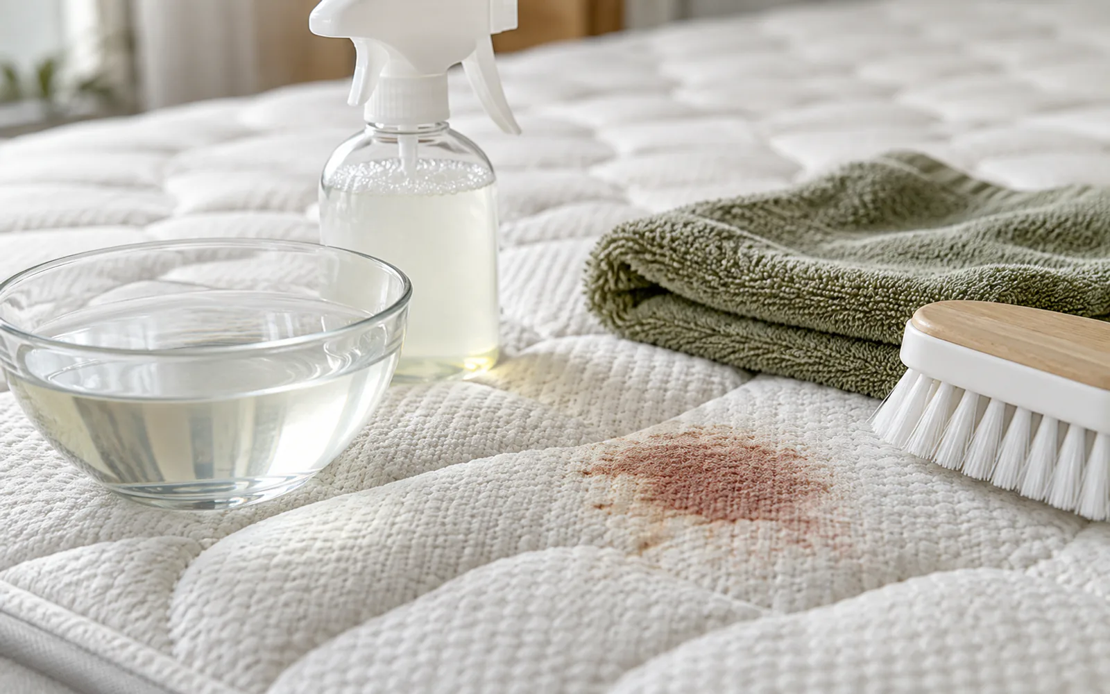 How to Get Stains Out of a Mattress (Stain-by-Stain Guide) explained through a photorealistic material or setup detail