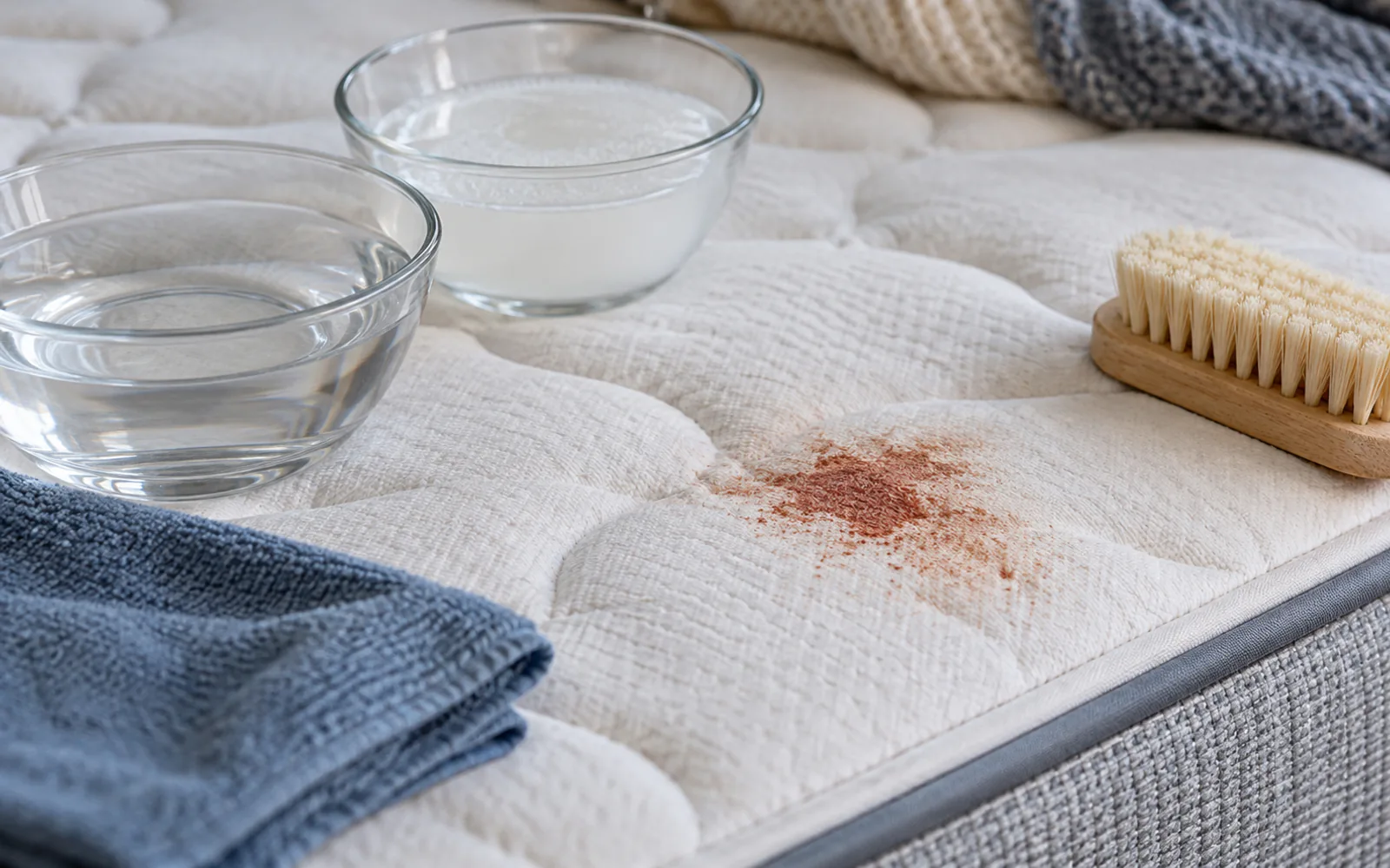 How to Remove Blood Stains From a Mattress (Fresh and Dried) explained through a photorealistic material or setup detail