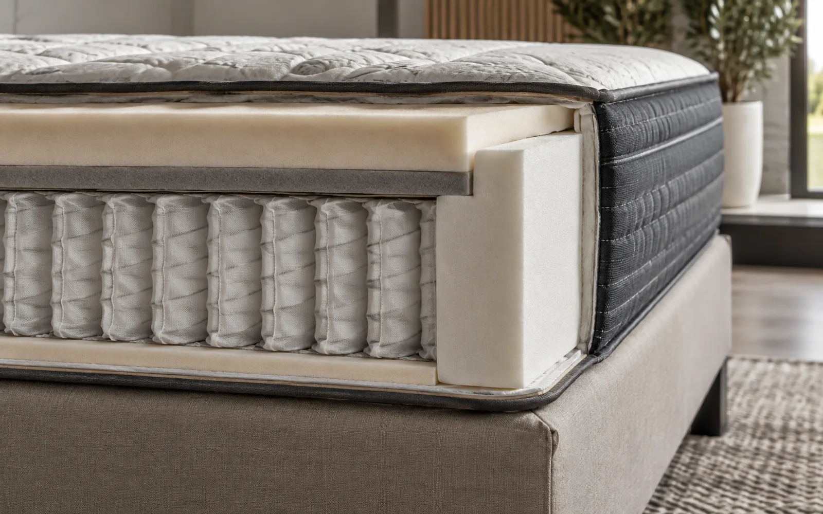 Mattress Edge Support: What It Is and Why It Matters explained through a photorealistic material or setup detail