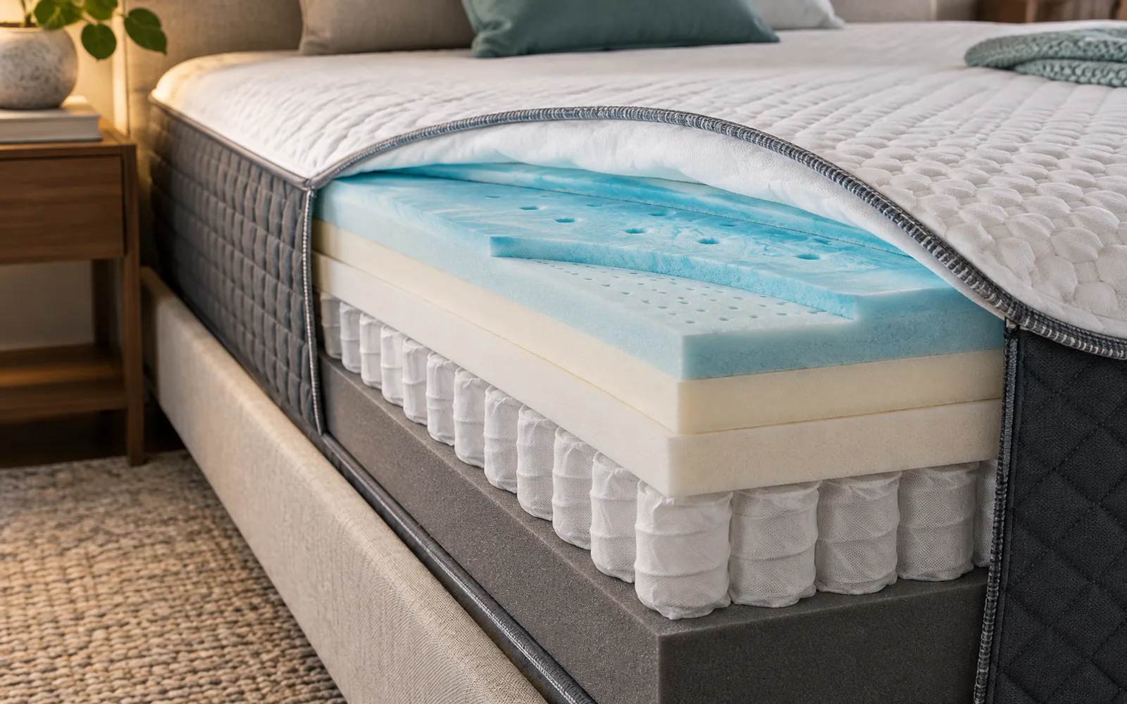 Puffy Mattress Comparison 2026: Cloud vs Lux vs Royal vs Monarch vs Legacy explained through a photorealistic material or setup detail