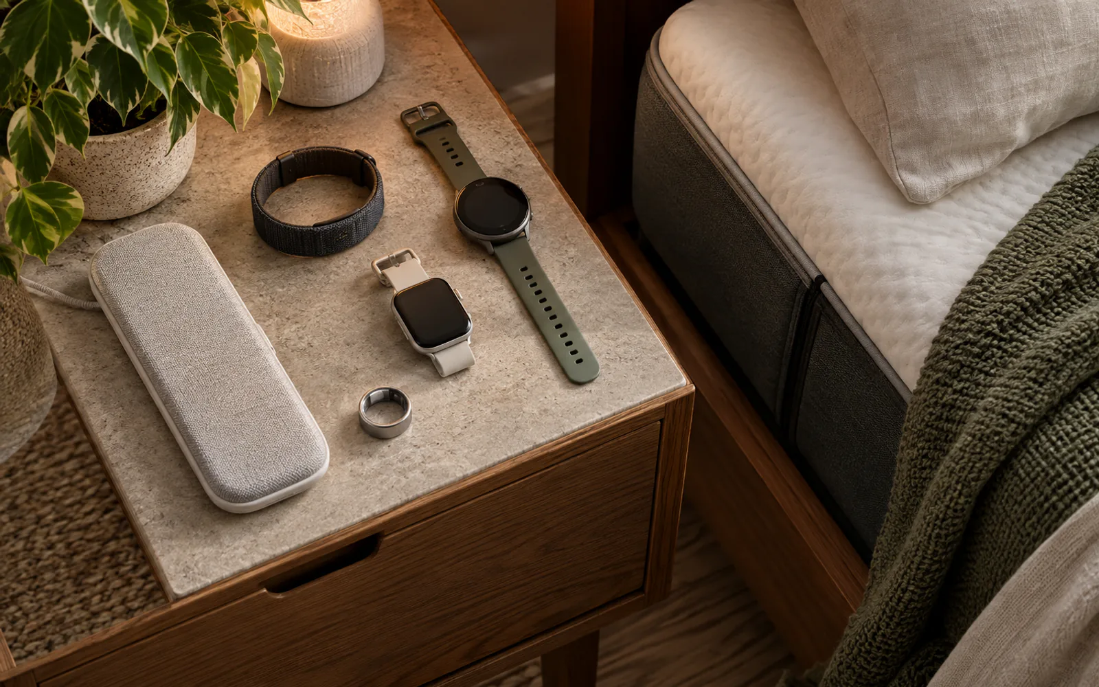 Best Sleep Trackers 2026: Wearables, Under-Mattress Sensors, and Smart Bed Systems explained through a photorealistic material or setup detail
