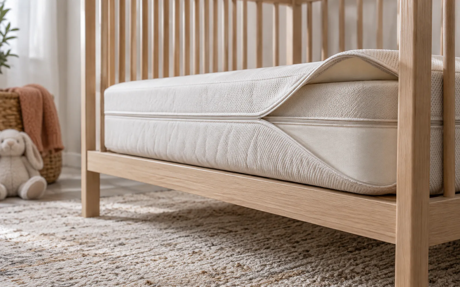 Two-Stage Crib Mattress: When to Flip the Infant and Toddler Sides explained through a photorealistic material or setup detail