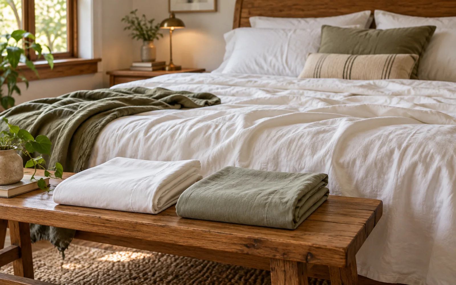 A small bed with cotton bedding, nearby books, and soft bedroom textiles in an inviting child's room.