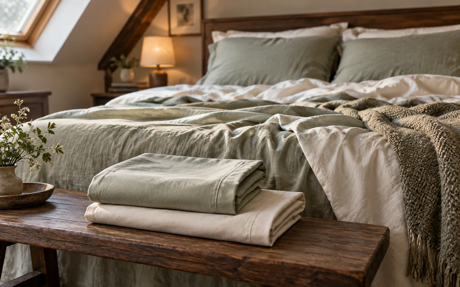 A small bed with cotton bedding, nearby books, and soft bedroom textiles in an inviting child's room.